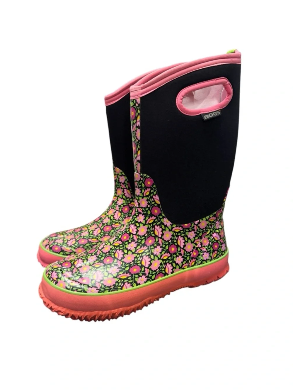 BOGS Kids Girls Sweet Pea Classic Rain Boots Floral Pink US 6 EU 39 NEW